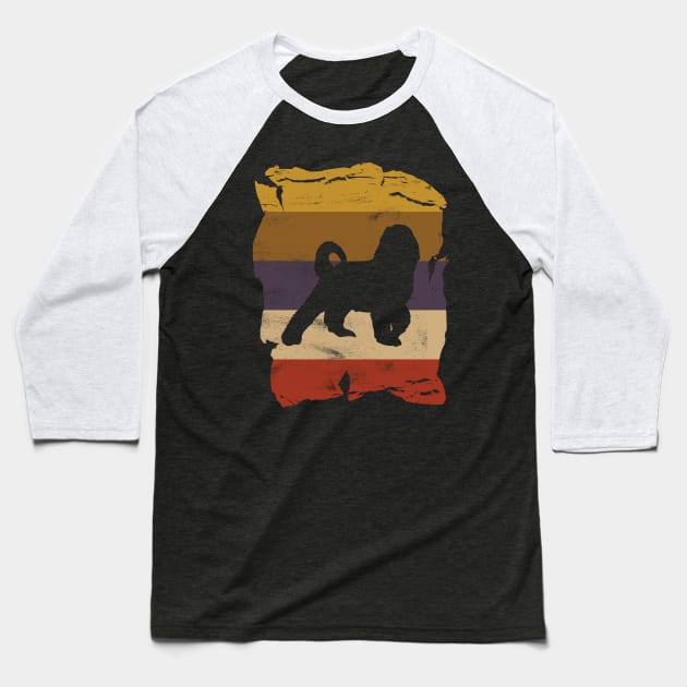 Bernedoodle Distressed Vintage Retro Silhouette Baseball T-Shirt by DoggyStyles